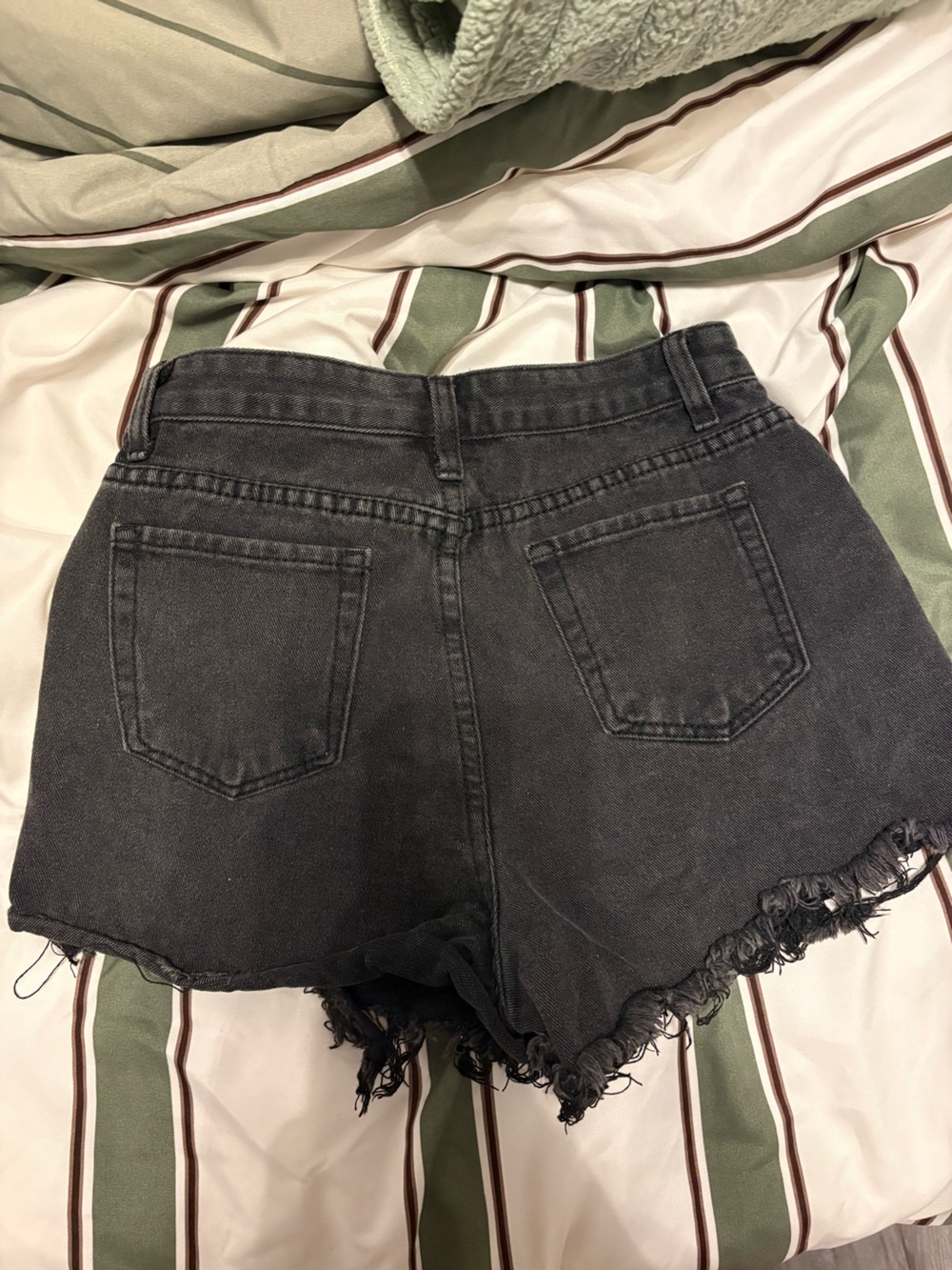 High-Rise Distressed Black Denim Shorts - Picture 3 of 3